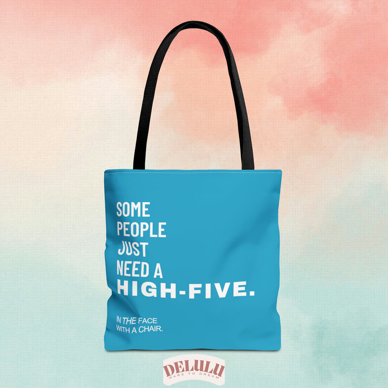 Tote Bag High Five with a chair Blue - DeLuLu