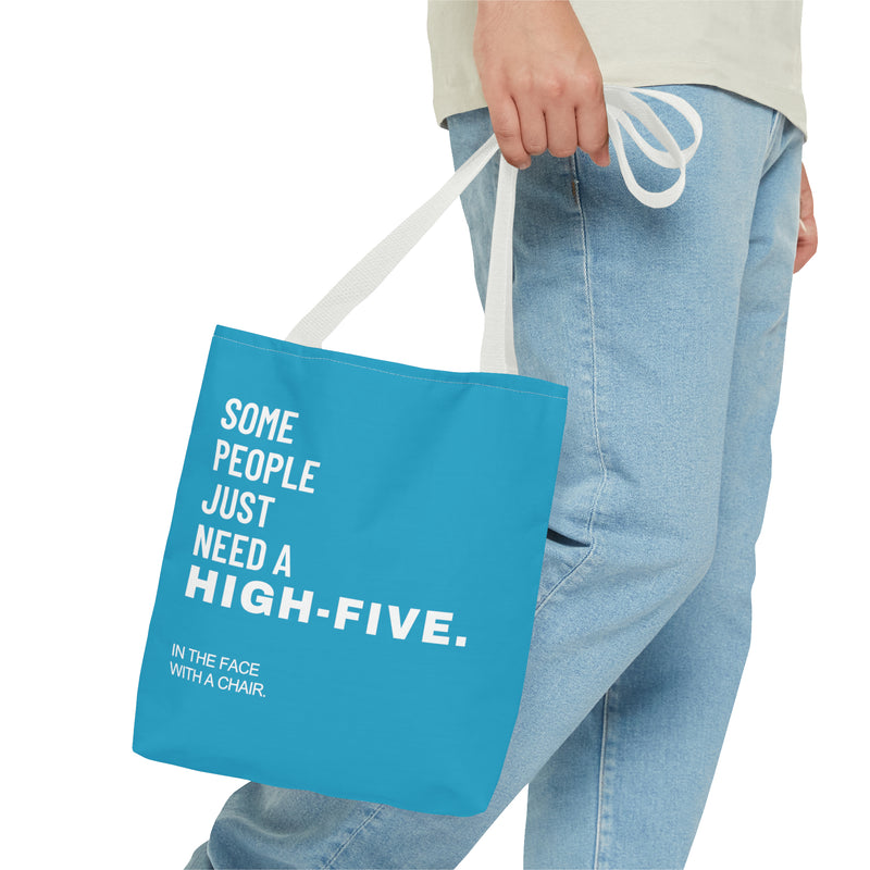 Tote Bag High Five with a chair Blue - DeLuLu