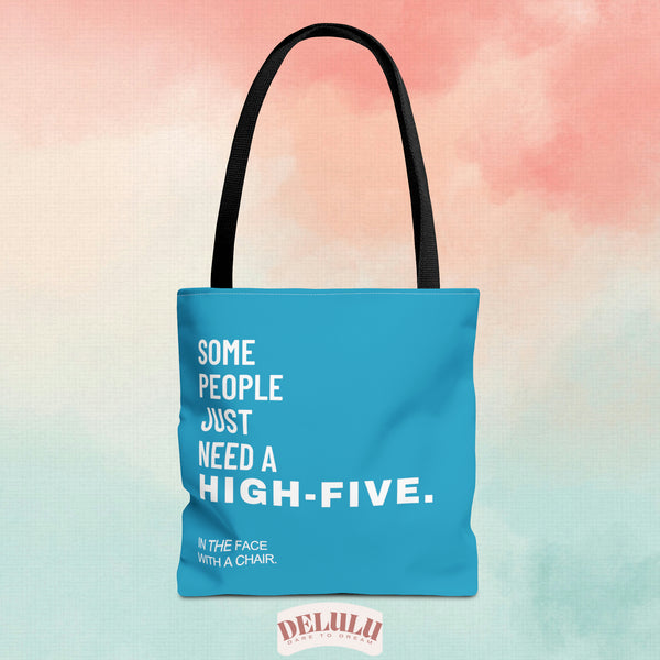 Tote Bag High Five with a chair Blue - DeLuLu